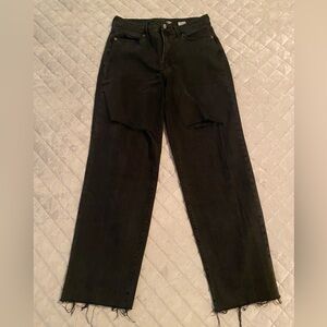 High Rise Straight Black Jeans